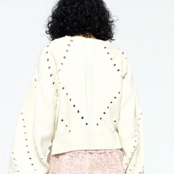 Cleobella Delaney NWT cropped puff sleeve organic cotton sweater size L - Picture 4 of 10